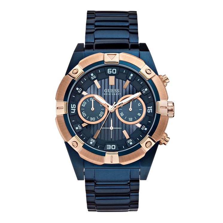 Guess Mens Chronograph Navy Stainless Steel Bracelet Watch