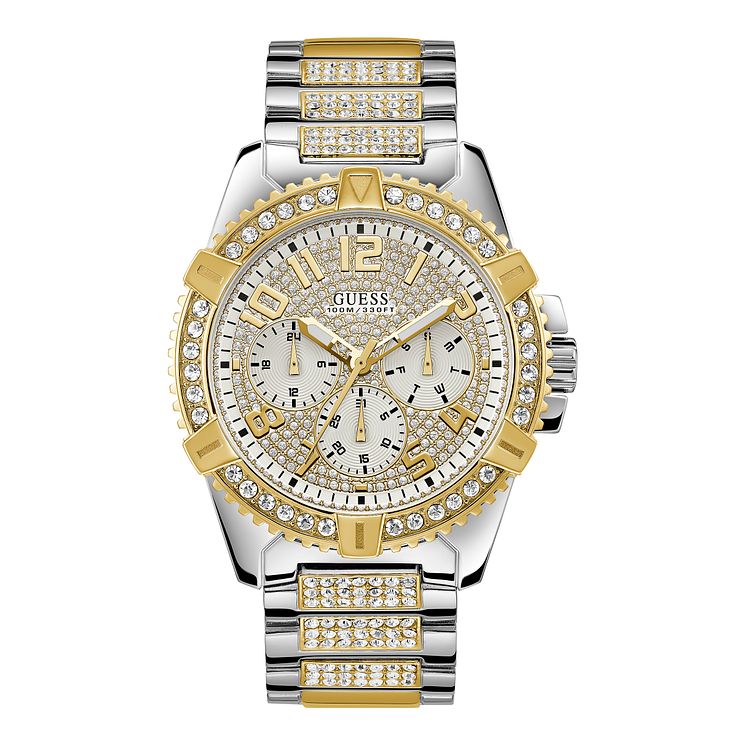 Guess Mens Crystal Dial Two Tone Bracelet Watch
