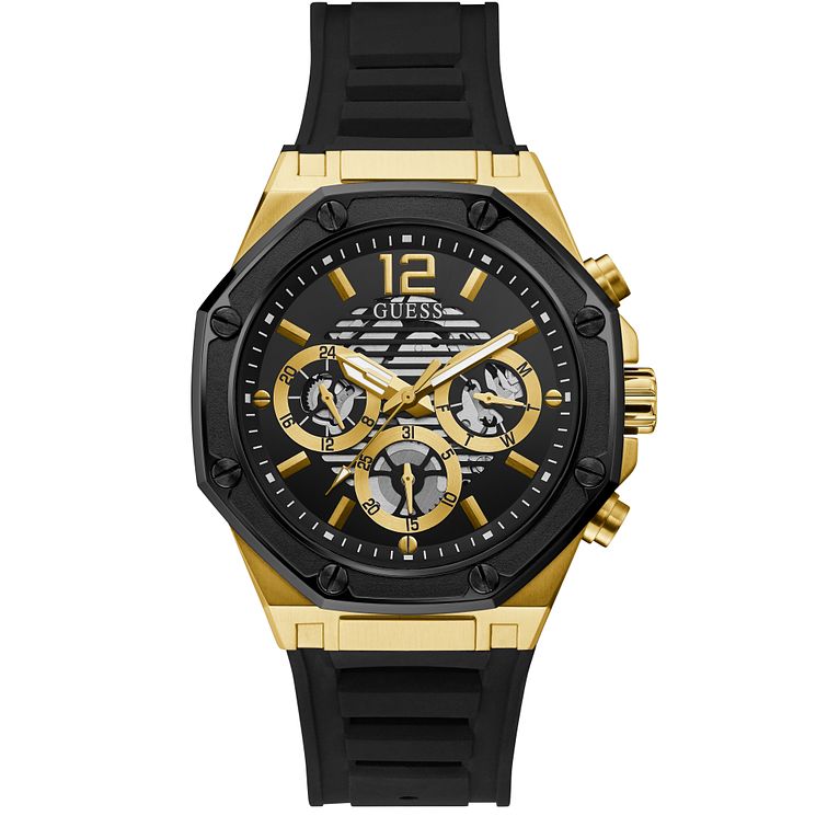 Guess Momentum Mens Black Silicone Strap Watch