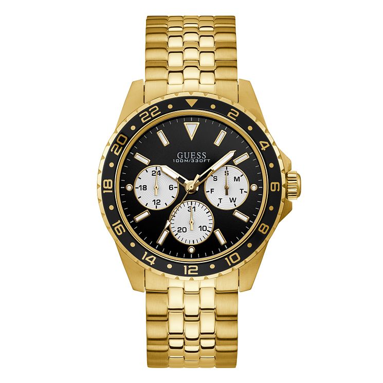 Guess Odyssey Mens Yellow Gold Tone Bracelet Watch