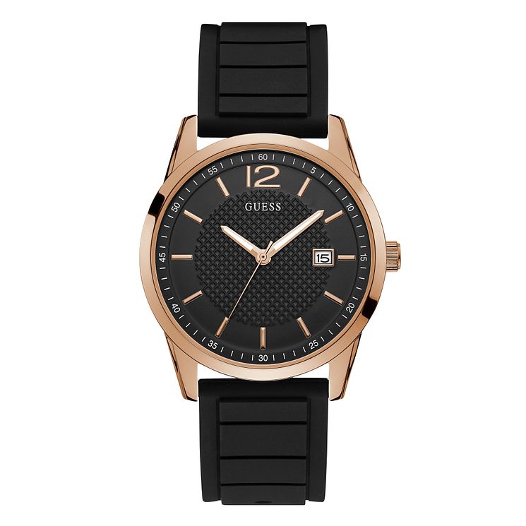 Guess Perry Mens Black Silicone Strap Watch