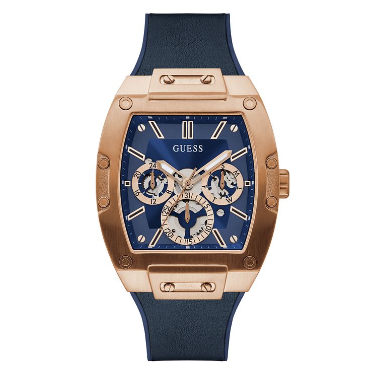 Guess Phoenix Mens Blue Silicone Strap Watch