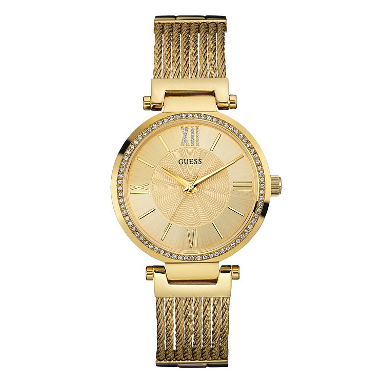 Guess Soho Crystal Ladies Yellow Gold Tone Bracelet Watch