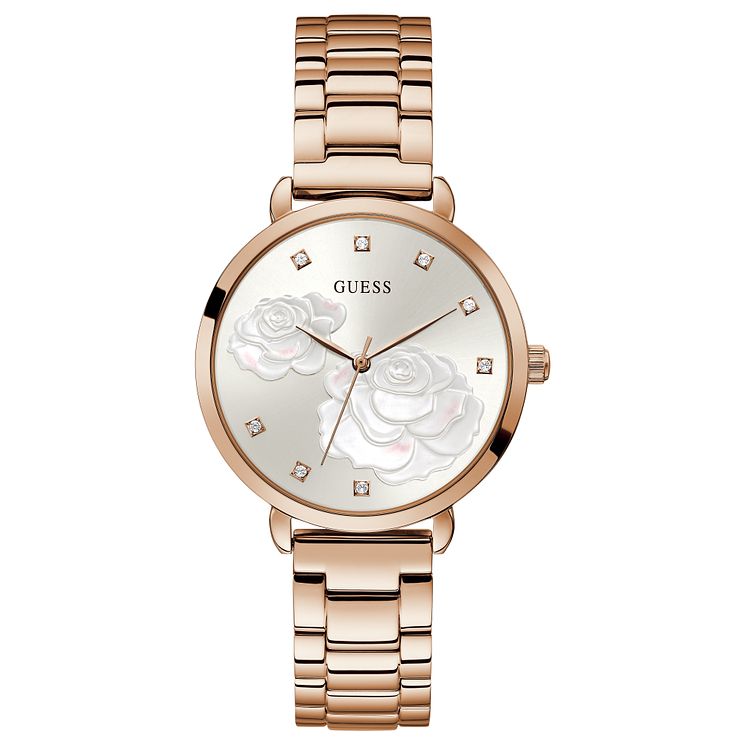 Guess Sparkling Rose Ladies Rose Gold Tone Bracelet Watch
