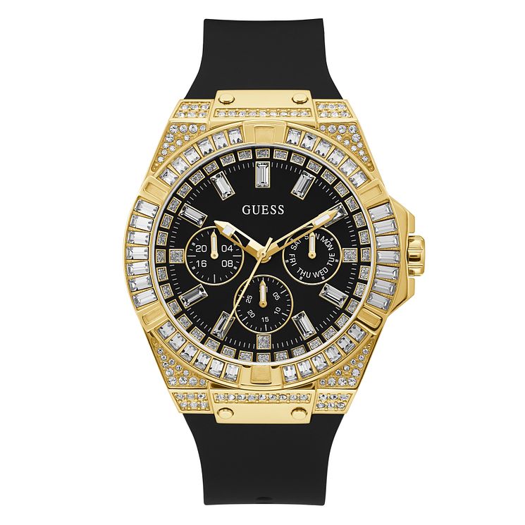 Guess Zeus Mens Black Silicone Strap Watch