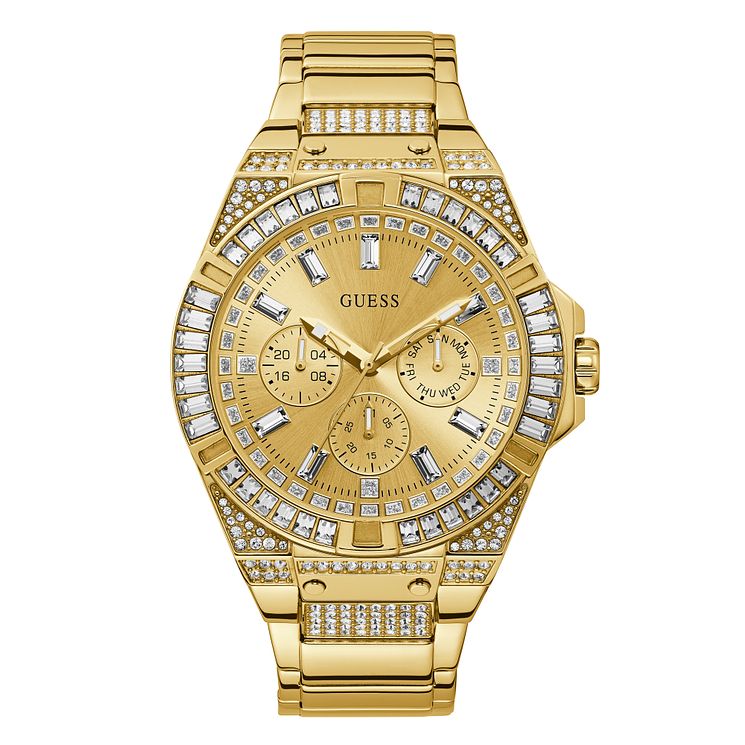 Guess Zeus Mens Yellow Gold Tone Bracelet Watch