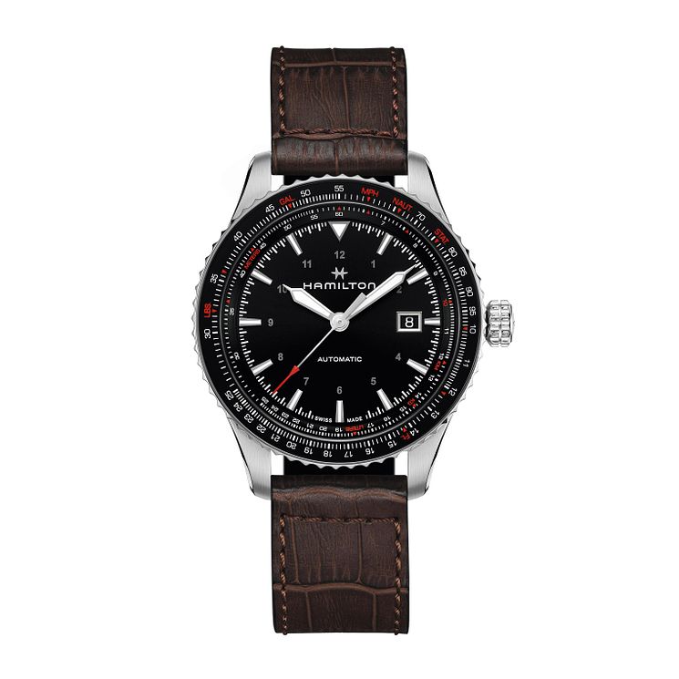 Hamilton Khaki Aviation Converter Auto Leather Strap Watch