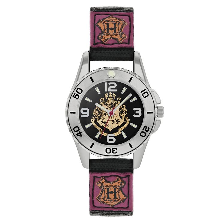 Harry Potter Hogwarts Houses Black Fabric Strap Watch