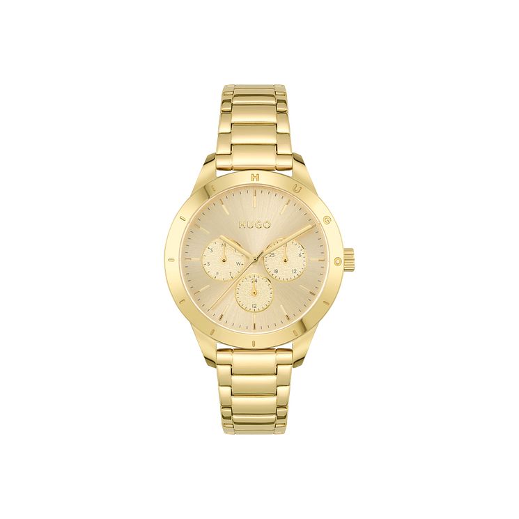 Hugo #friend Ladies Yellow Gold Tone Bracelet Watch