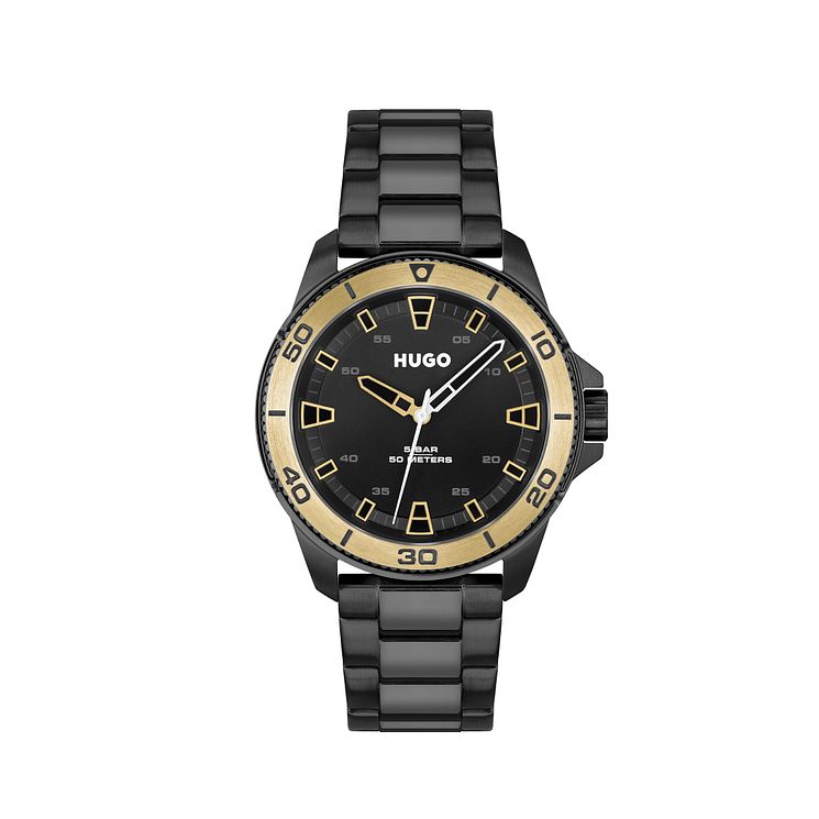 Hugo #streetdiver Mens Black Ip Bracelet Watch