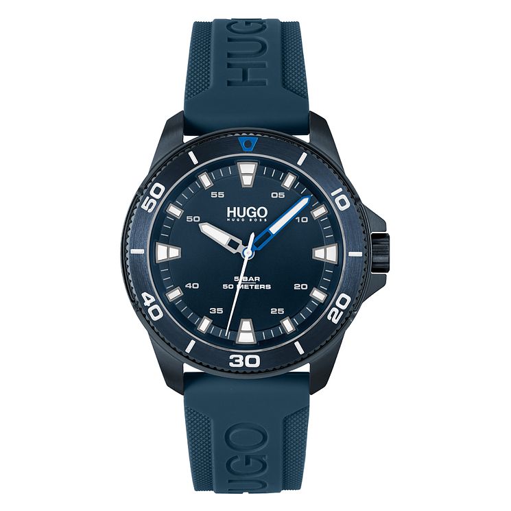 Hugo #streetdiver Mens Blue Silicone Strap Watch