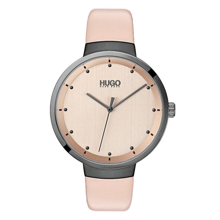 Hugo Go Ladies Pink Leather Strap Watch