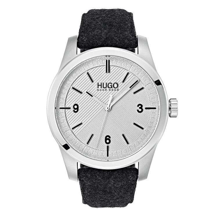 Hugo Grey Dial Grey Fabric Strap Watch