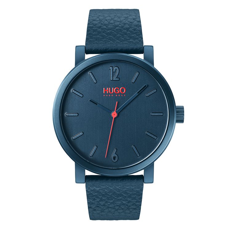 Hugo Rase Mens Blue Leather Strap Watch