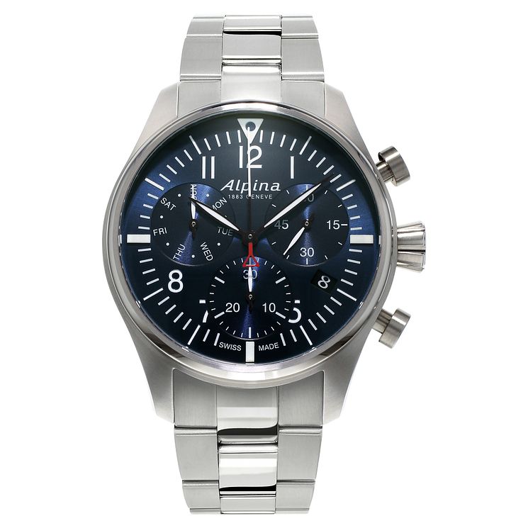 Alpina Startimer Pilot Mens Stainless Steel Bracelet Watch