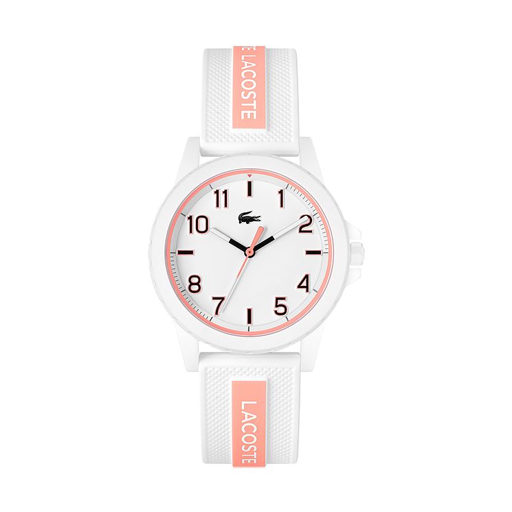Lacoste Rider Childrens WhiteandPink Silicone Strap Watch