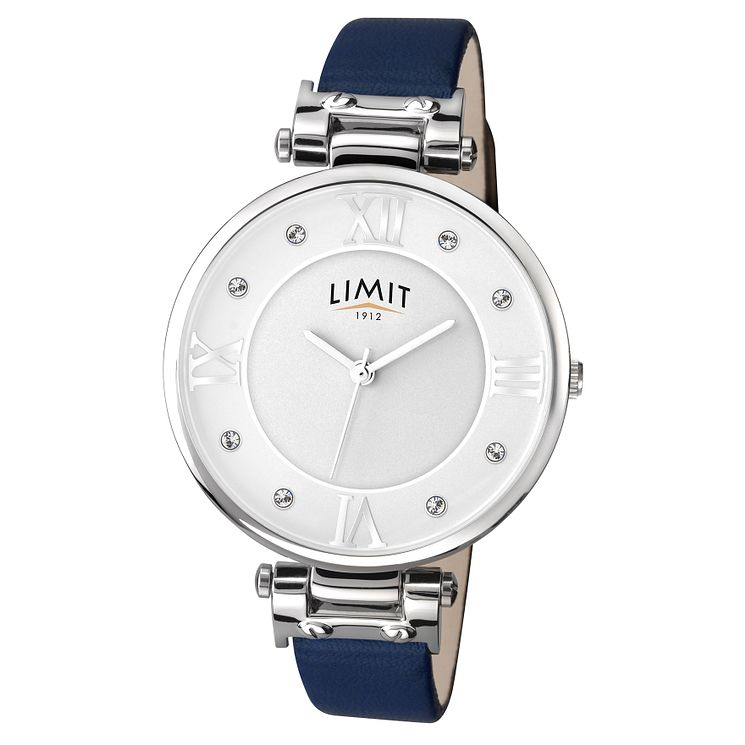 Limit Ladies Stone Set White DialandNavy Strap Watch
