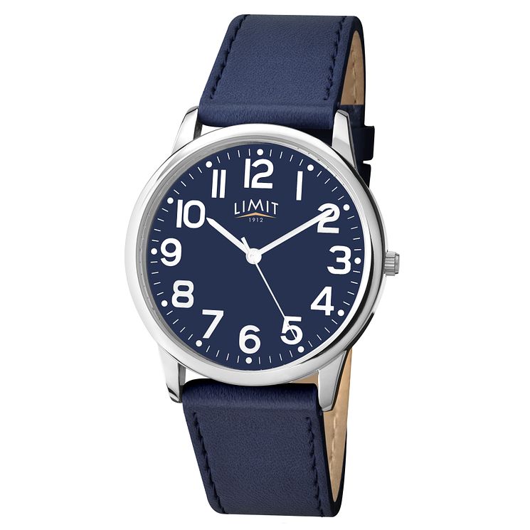 Limit Mens Silver ToneandNavy Blue Strap Watch