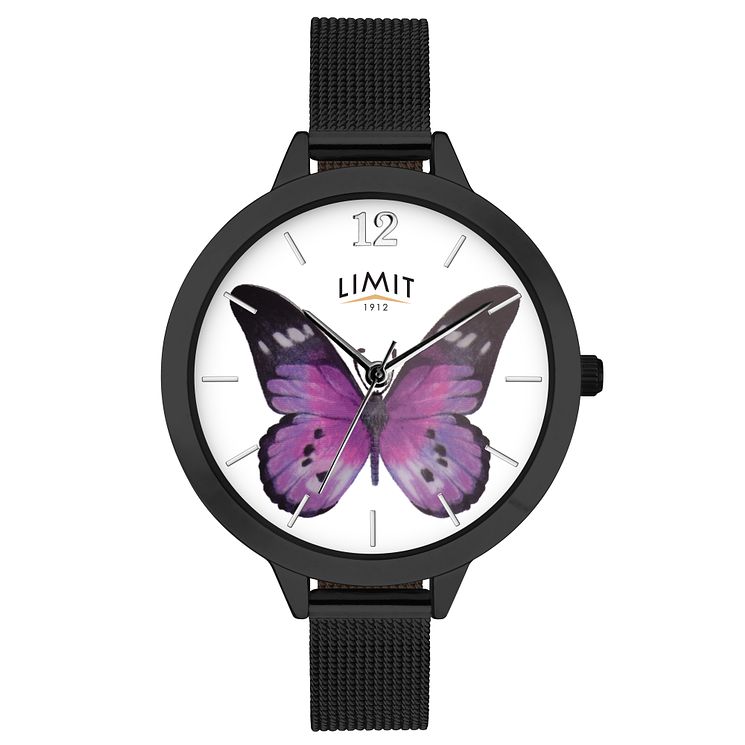 Limit Secret Garden Ladies Black Mesh Watch
