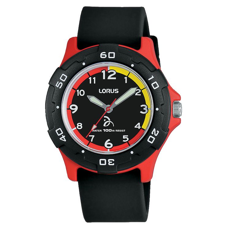 Lorus Childrens Black Silicone Strap Watch