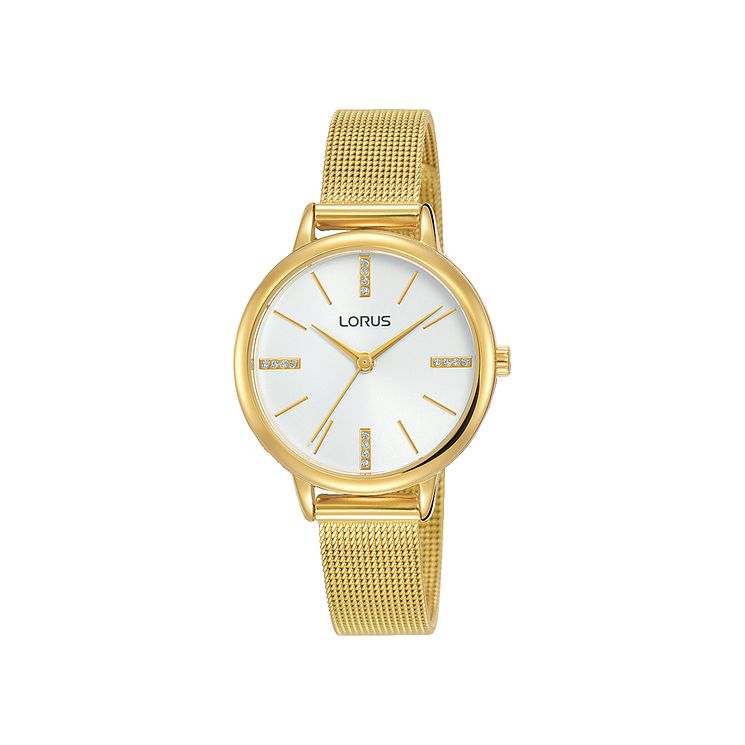 Lorus Ladies Crystal Dial Gold Tone Mesh Bracelet Watch