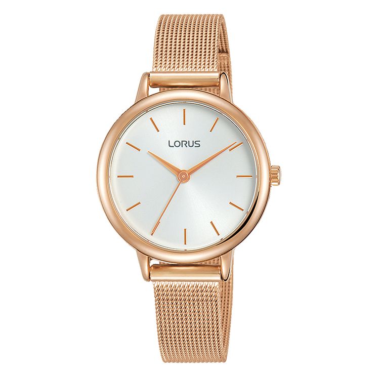 Lorus Ladies Rose Gold Plated Mesh Bracelet Watch