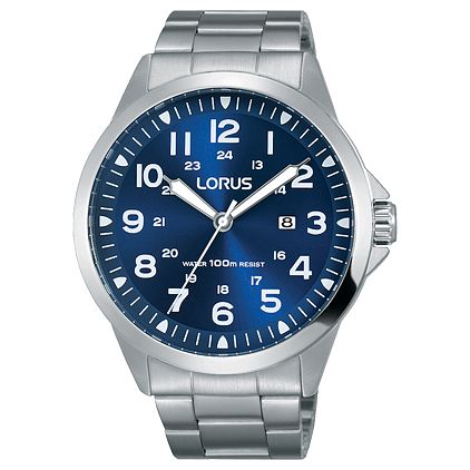 Lorus Mens Blue Dial Stainless Steel Bracelet Watch