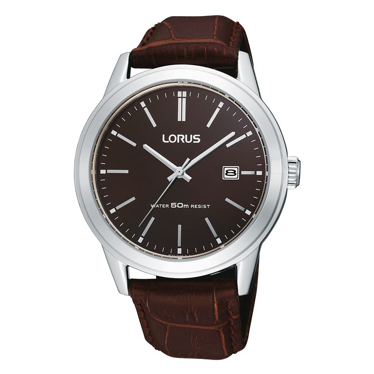 Lorus Mens Brown Strap Watch