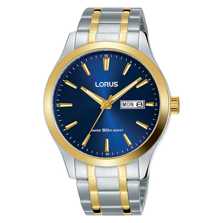 Lorus Mens Two Tone Blue Dial Bracelet Watch