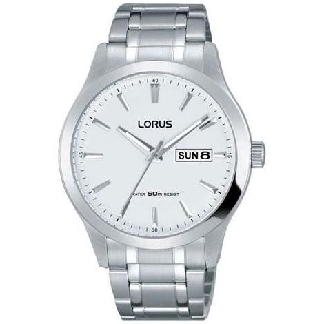 Lorus Mens White Dial Stainless Steel Bracelet Watch