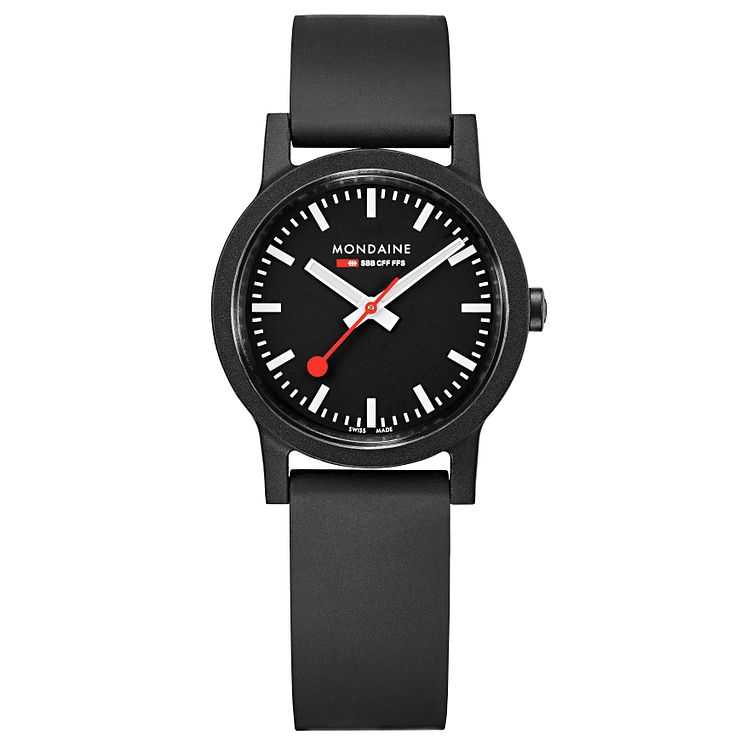 Mondaine Essence Ladies Black Rubber Strap Watch