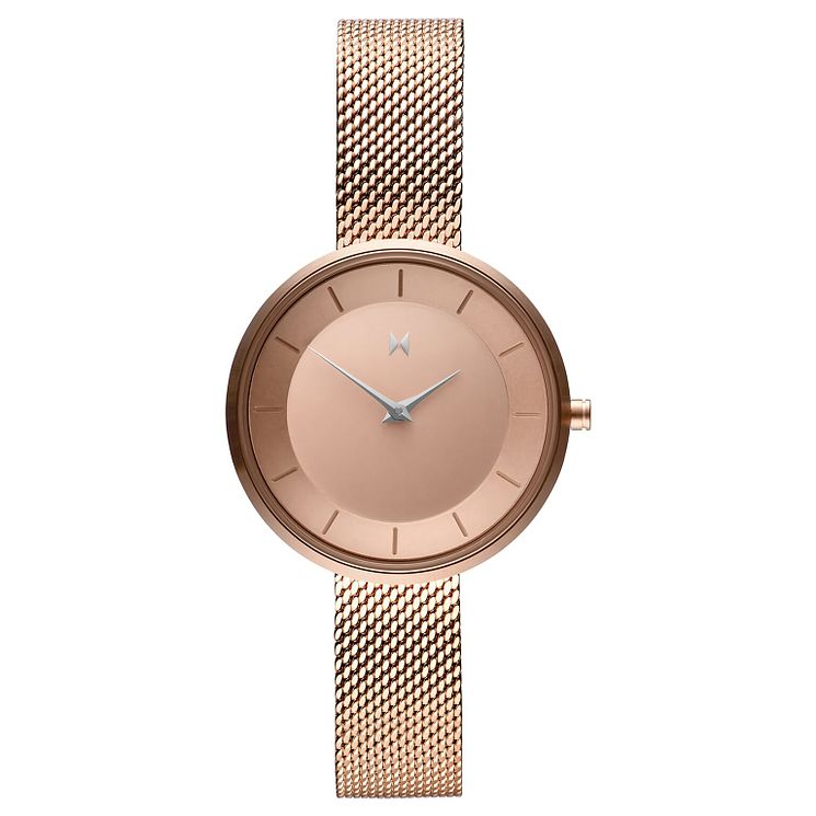 Mvmt Mod Ladies Rose Gold Plated Mesh Bracelet Watch