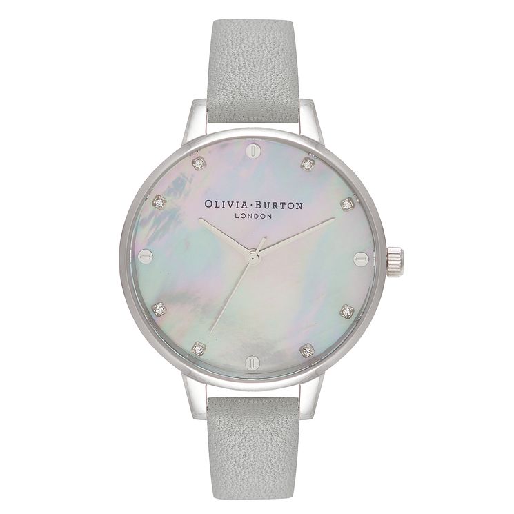 Olivia Burton Timeless Classic Grey Leather Strap Watch