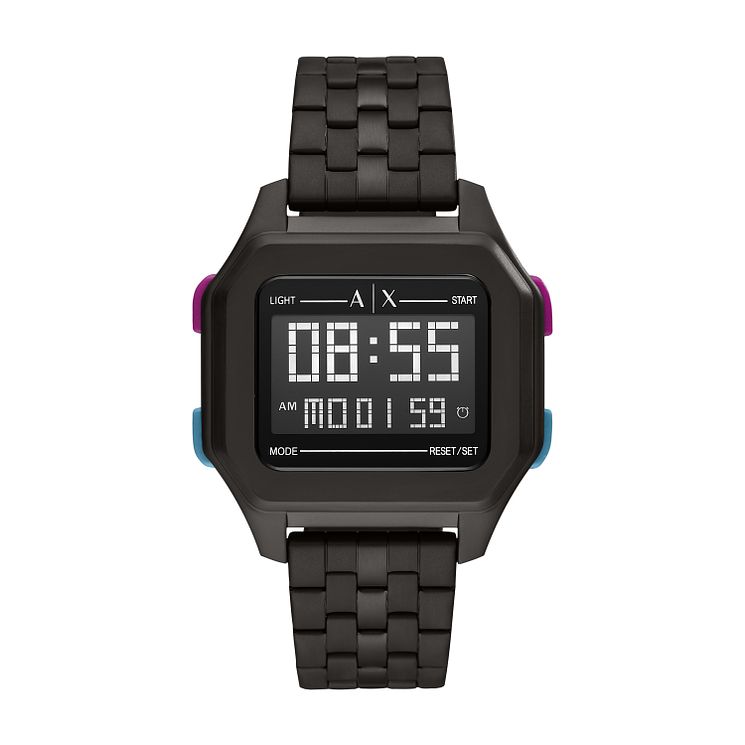 Armani Exchange Digital Mens Black Bracelet Watch