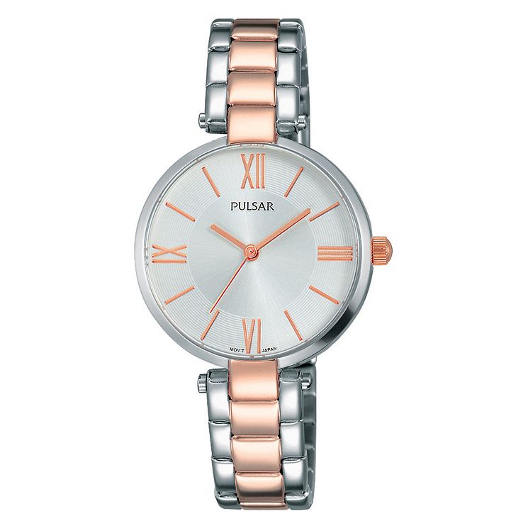 Pulsar Ladies Rose Gold Plated Two Tone Bracelet Watch
