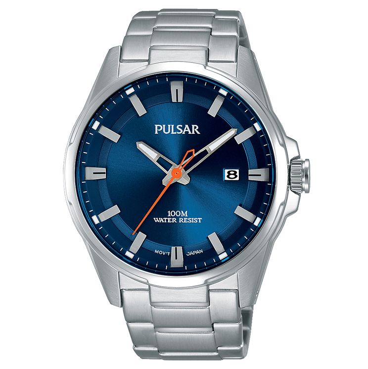 Pulsar Mens Blue Dial Stainless Steel Bracelet Watch