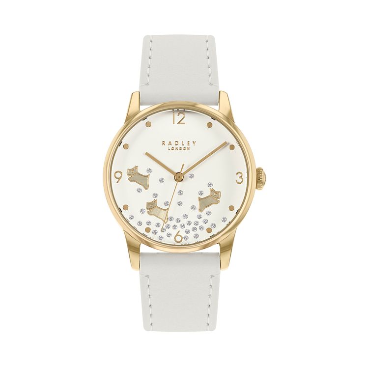 Radley Crystal Ladies Cream Leather Strap Watch