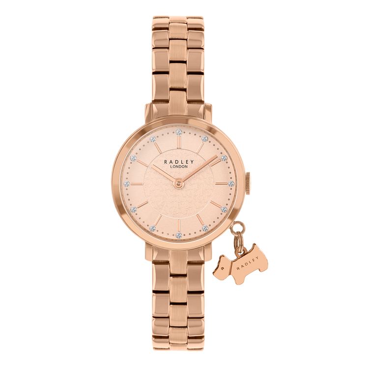 Radley Crystal Ladies Rose Gold Tone Bracelet Watch