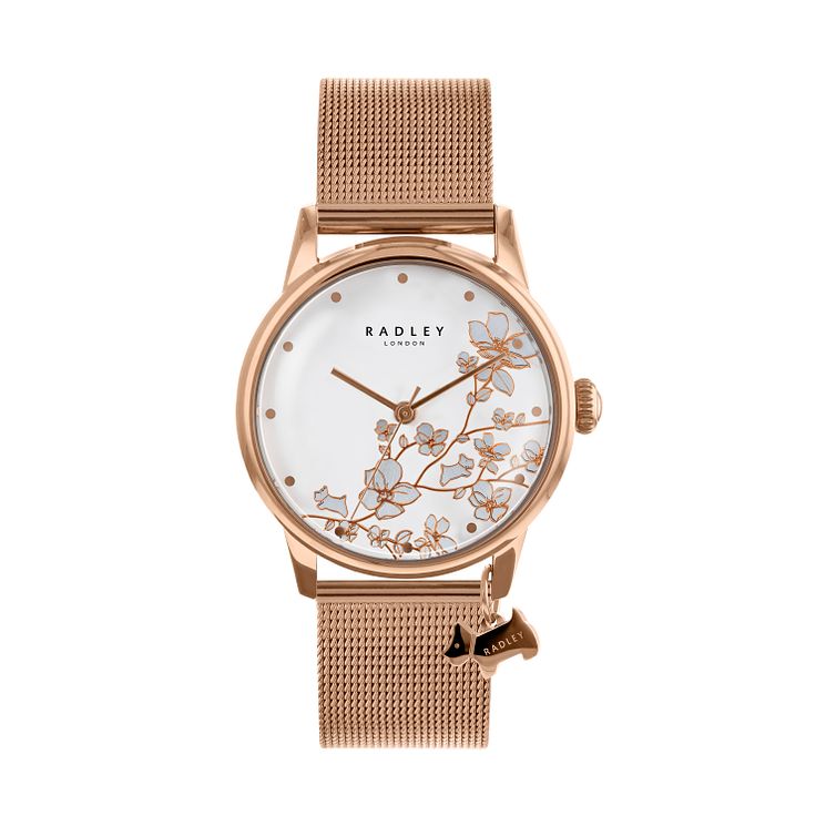 Radley Ladies Rose Gold Tone Floral Dial Watch