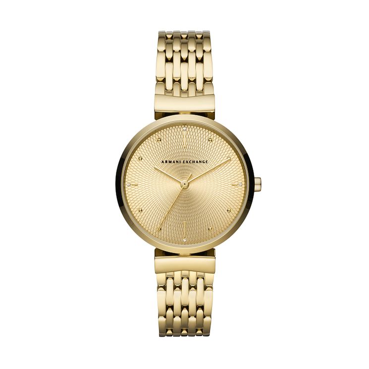 Armani Exchange Ladies Gold Tone Bracelet Watch