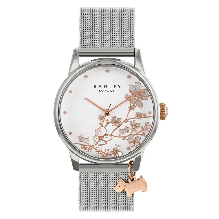 Radley Trailing Flower Ladies Stainless Steel Mesh Bracelet