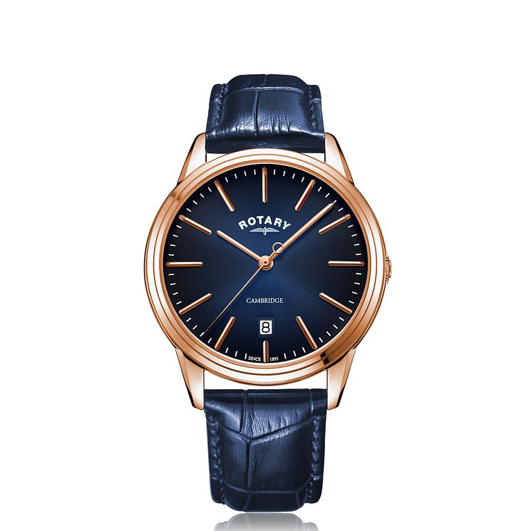 Rotary Cambridge Blue Dial Blue Leather Strap Watch