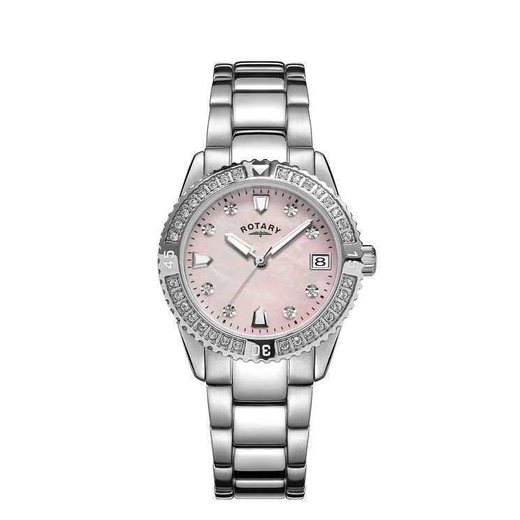 Rotary Crystal Ladies Stainless Steel Bracelet Watch