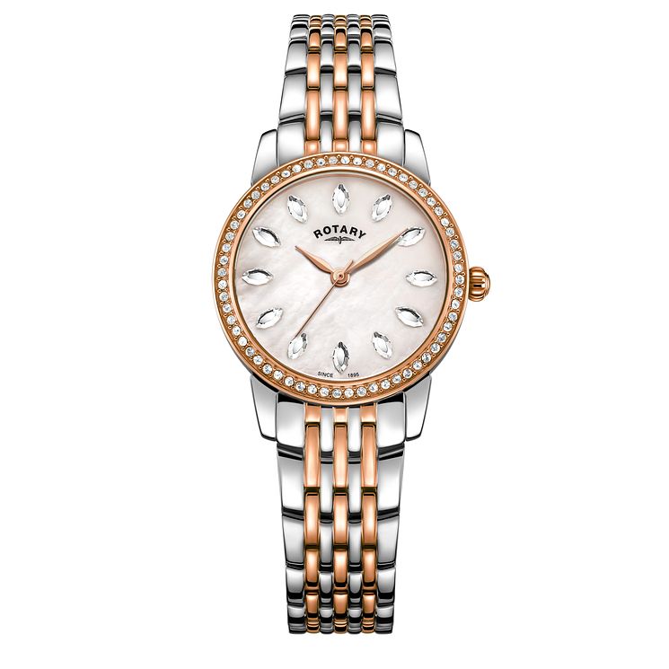 Rotary Crystal Ladies Two Tone Bracelet Watch