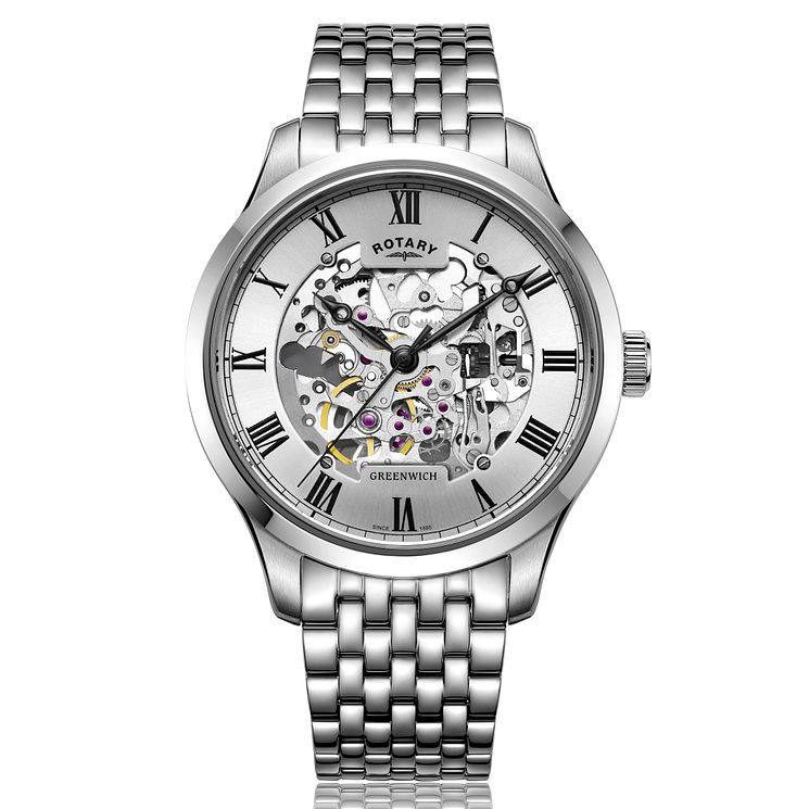 Rotary Greenwich Mens Stainless Steel Bracelet Watch