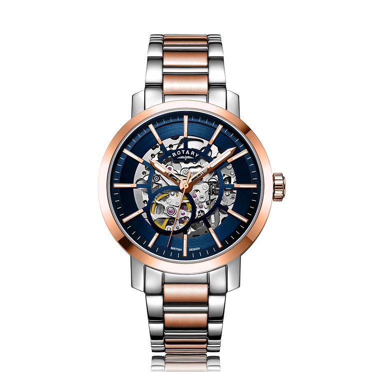 Rotary Greenwich Skeleton Two Tone Bracelet Watch