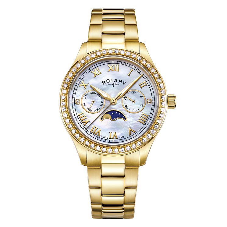 Rotary Ladies Mother Of Pearl Dial Gold Plated Watch