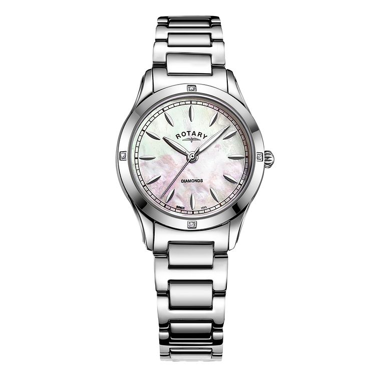 Rotary Ladies Mother Of Pearl Steel Bracelet Watch