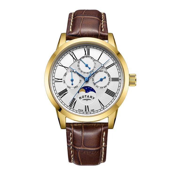 Rotary Mens Brown Leather Strap Watch