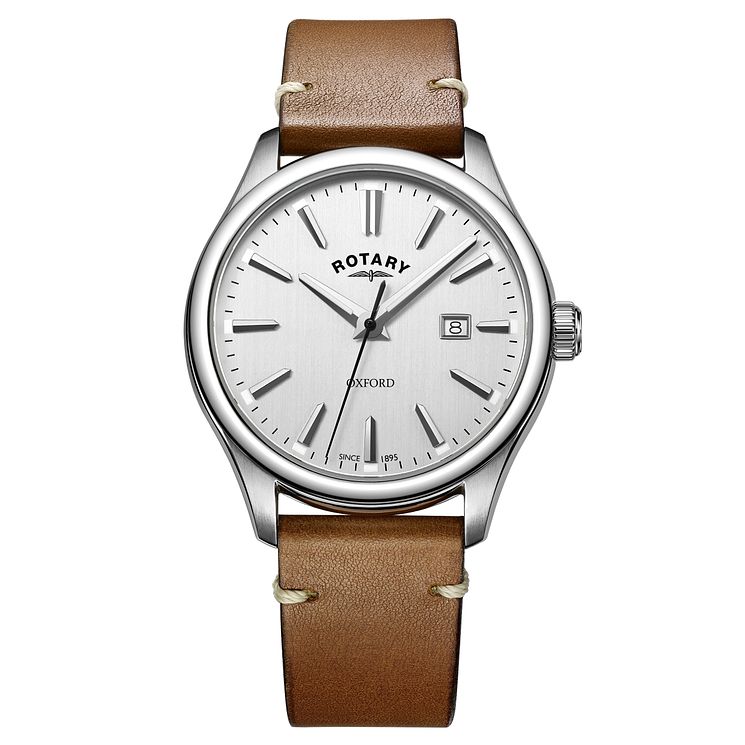 Rotary Mens Oxford Brown Leather Strap Watch